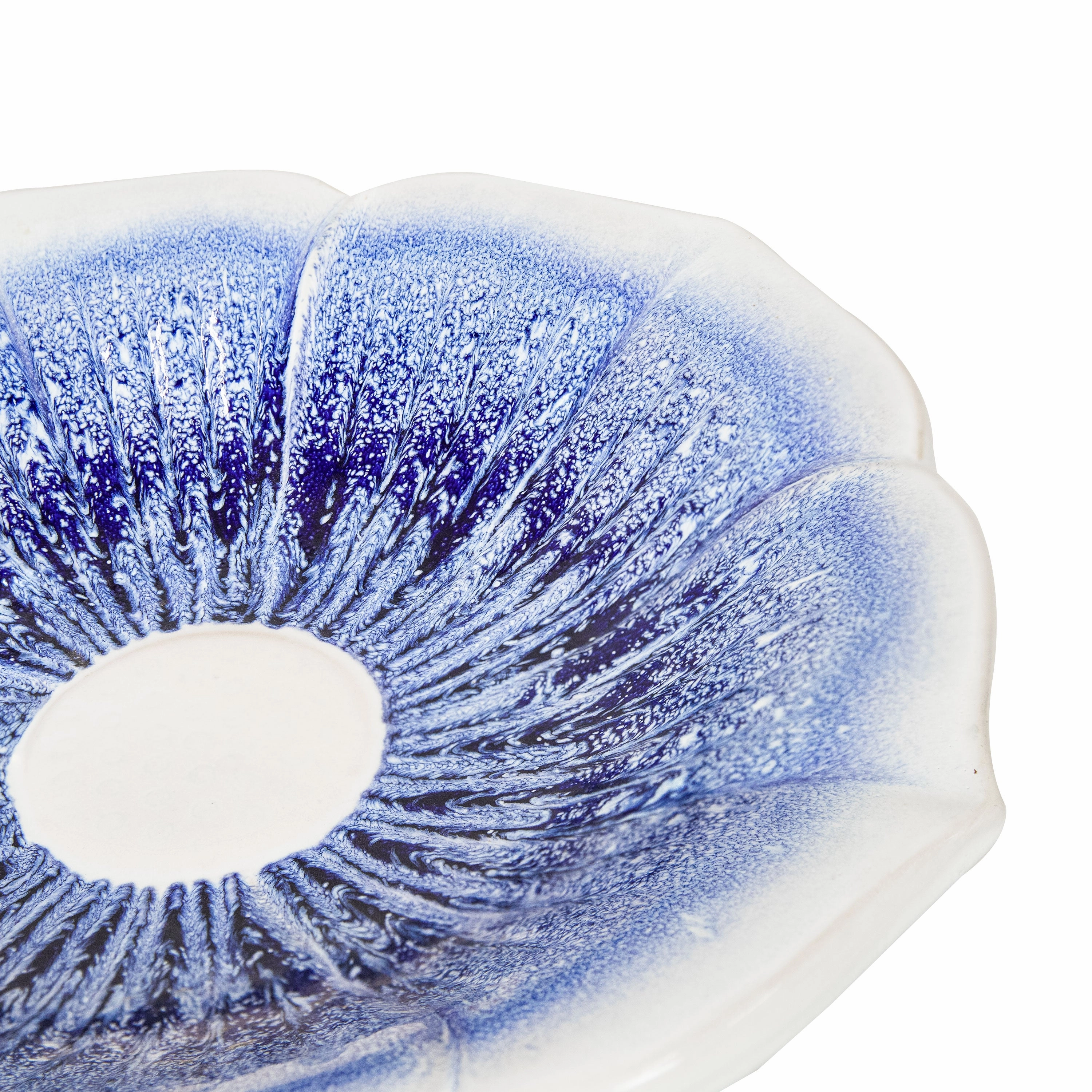 Sunnydaze Misty Blossom Glazed Ceramic Bird Bath  Blue/White - 23" H
