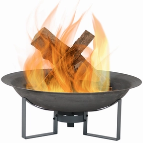 Sunnydaze Modern Cast Iron Fire Pit Bowl with Stand - 23" Diameterportable outdoor fire pit with lid