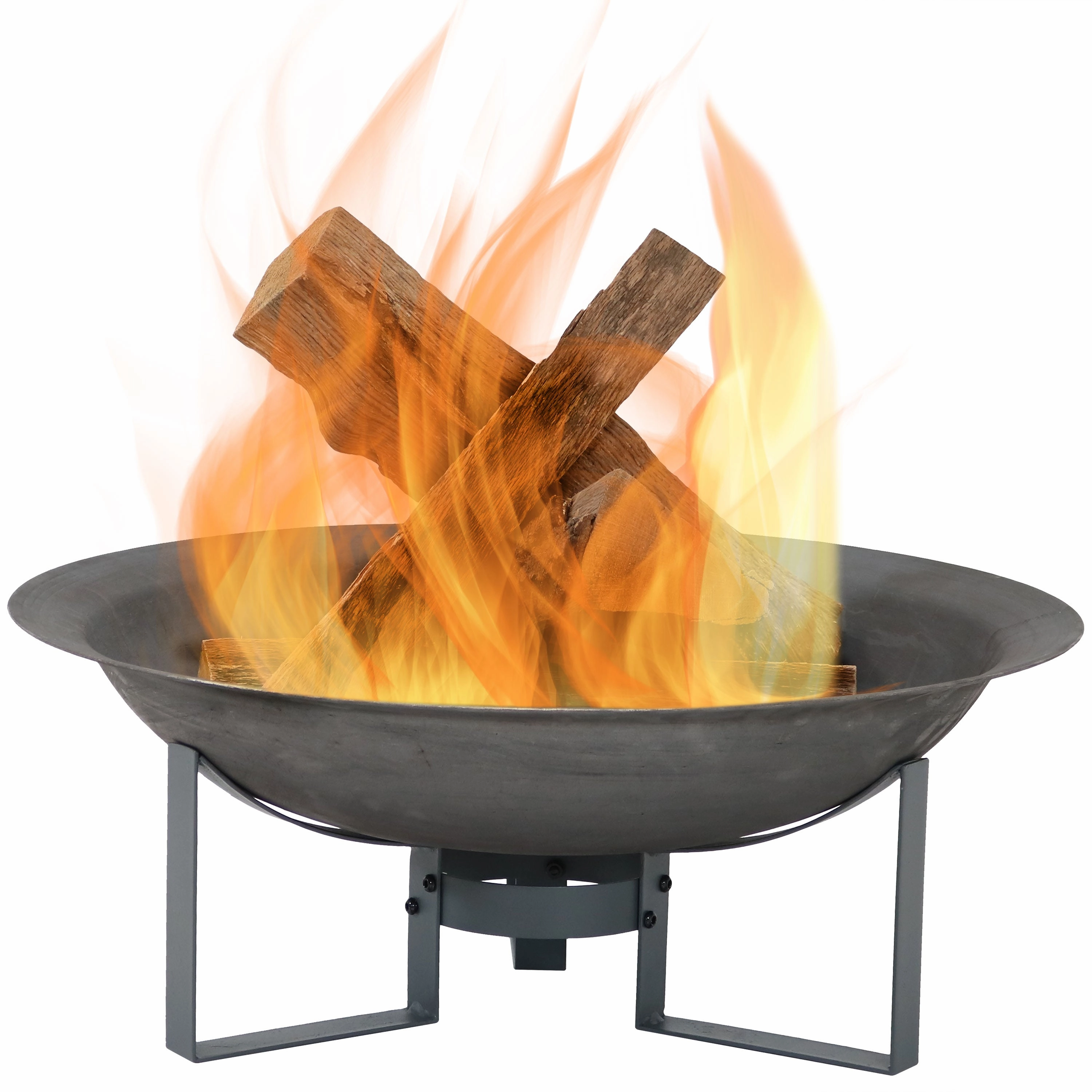 Sunnydaze Modern Cast Iron Fire Pit Bowl with Stand - 23" Diameterportable outdoor fire pit with lid
