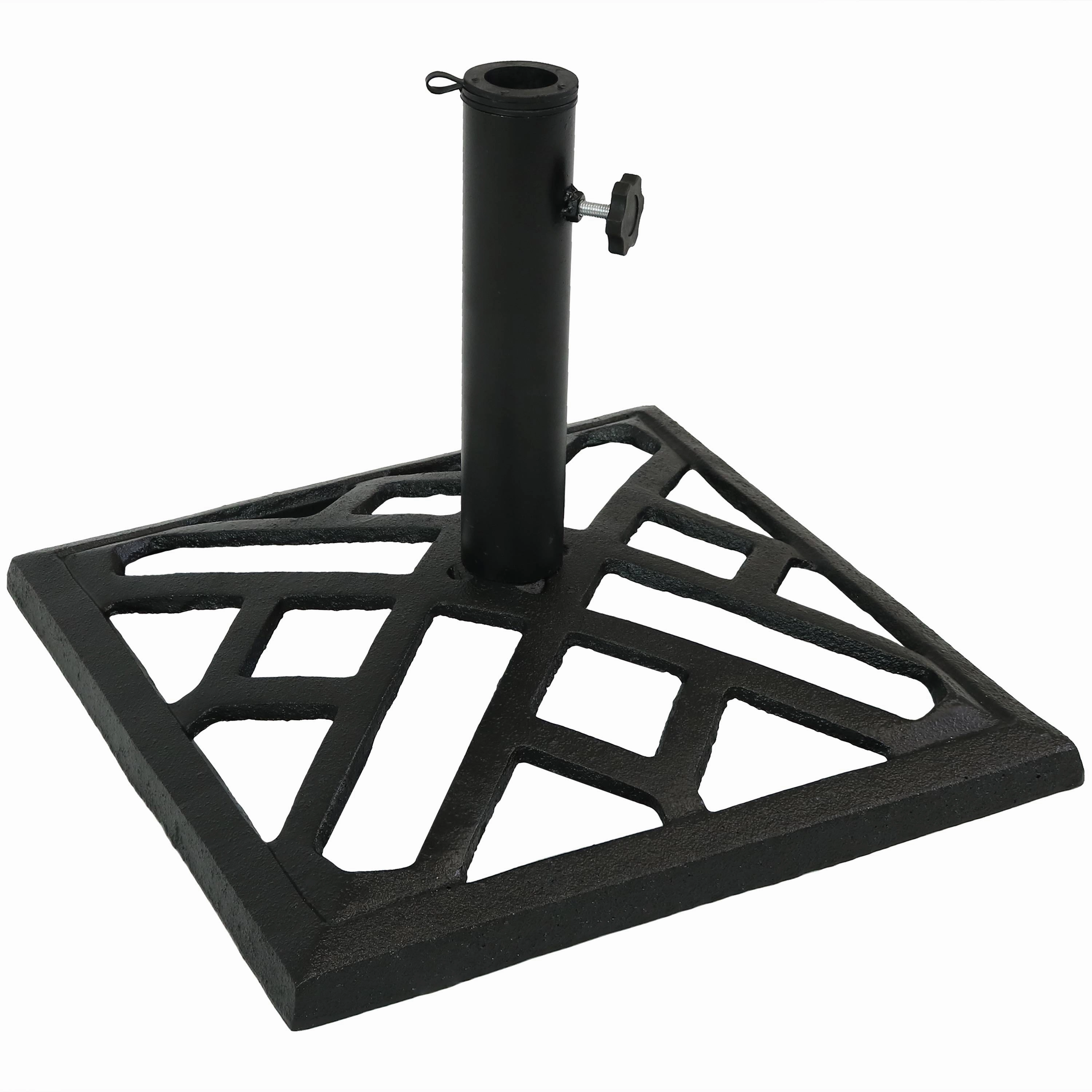 Sunnydaze Modern Geometric Cast Iron Patio Umbrella Base - 17" Squareadjustable height outdoor parasol