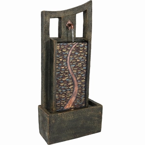 Sunnydaze Modern Road Outdoor Fountain with LED Light - 39" Houtdoor garden water fountain