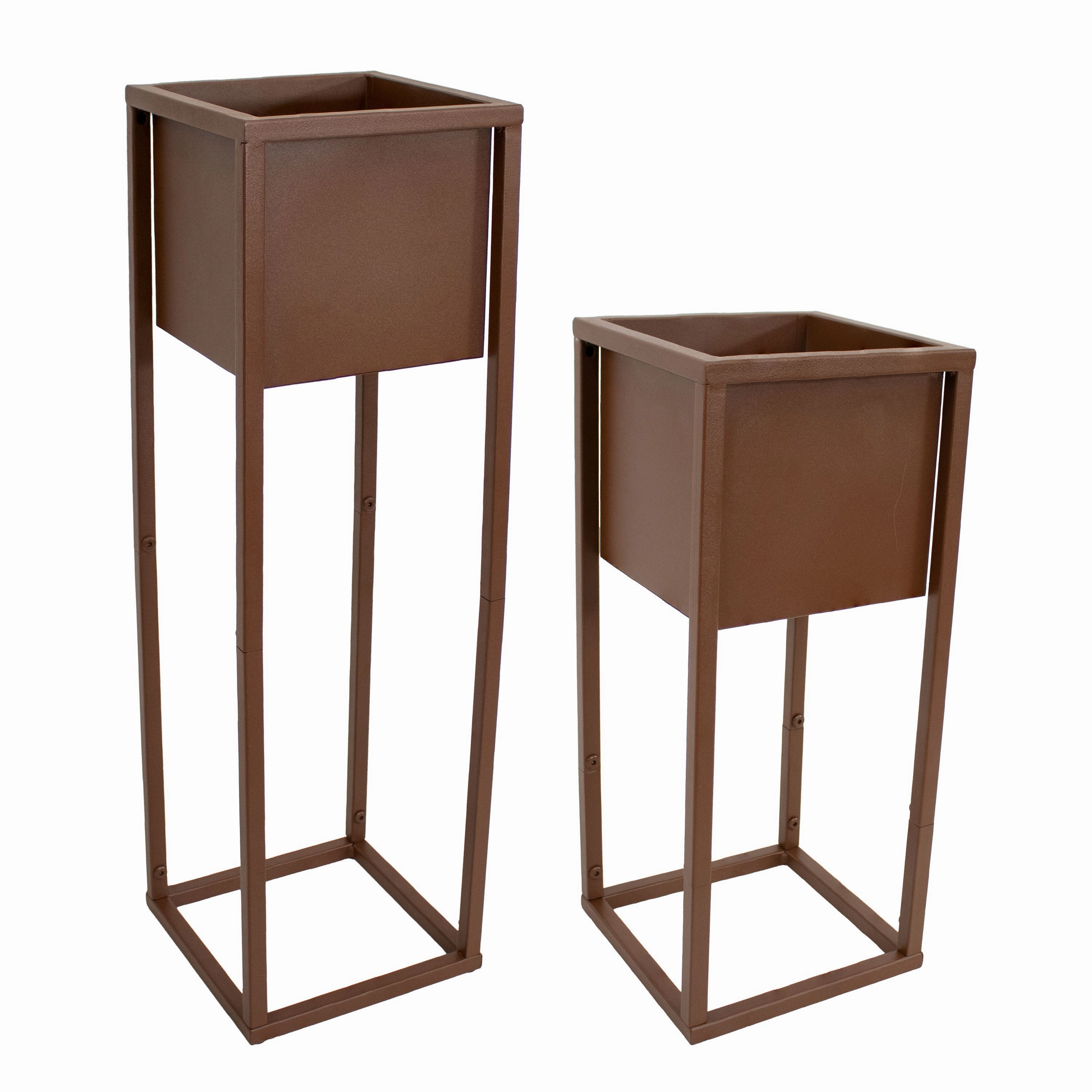Sunnydaze Modern Simplicity Metal Planter Boxes with Legs - 19.75" H and 27" H