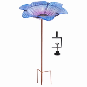 Sunnydaze Morning Glory Deck-Mounted/Staked Glass Bird Bathoutdoor garden decorative ornaments