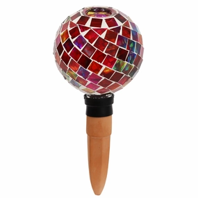 Sunnydaze Mosaic Glass Plant Watering Globe with Clay Spike decorative outdoor planter box designs