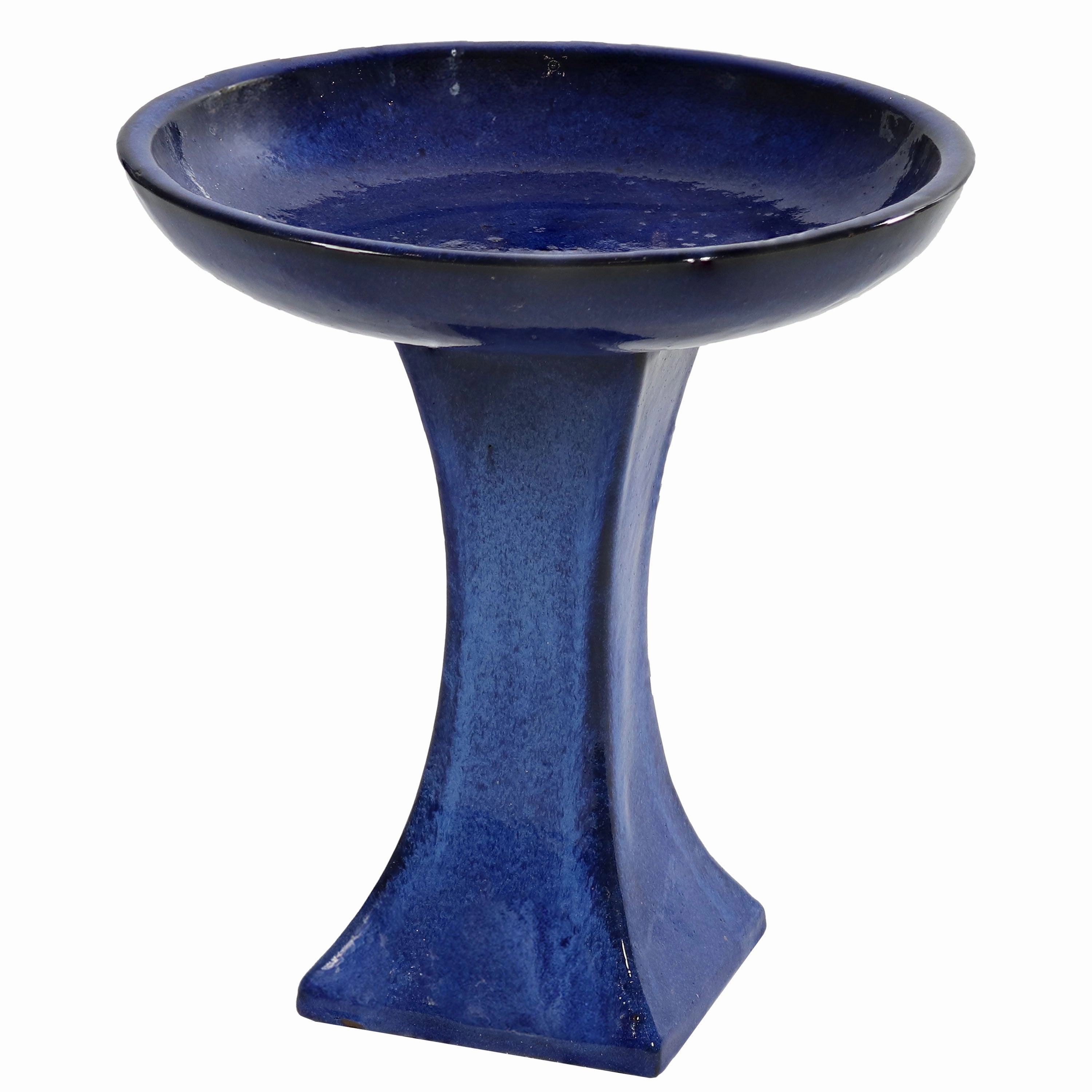 Sunnydaze Nantes Outdoor Ceramic Bird Bath - Cerulean Blue -  16" Houtdoor garden decorative ornaments