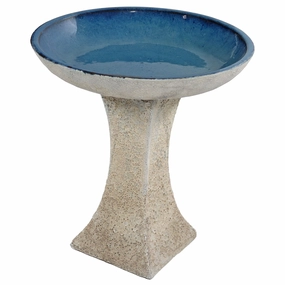 Sunnydaze Nantes Outdoor Ceramic Bird Bath - White Lava Finish - 16" Houtdoor garden decorative ornaments