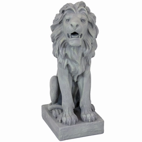 Sunnydaze Noble Beast Sitting Lion Outdoor Statue - 30"outdoor garden decorative ornaments