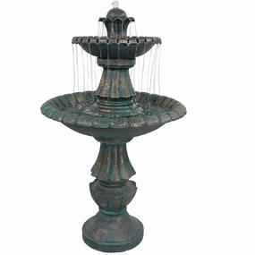 Sunnydaze Nouveau 2-Tier Outdoor Water Fountain  - 41" H - Greenoutdoor garden water fountain