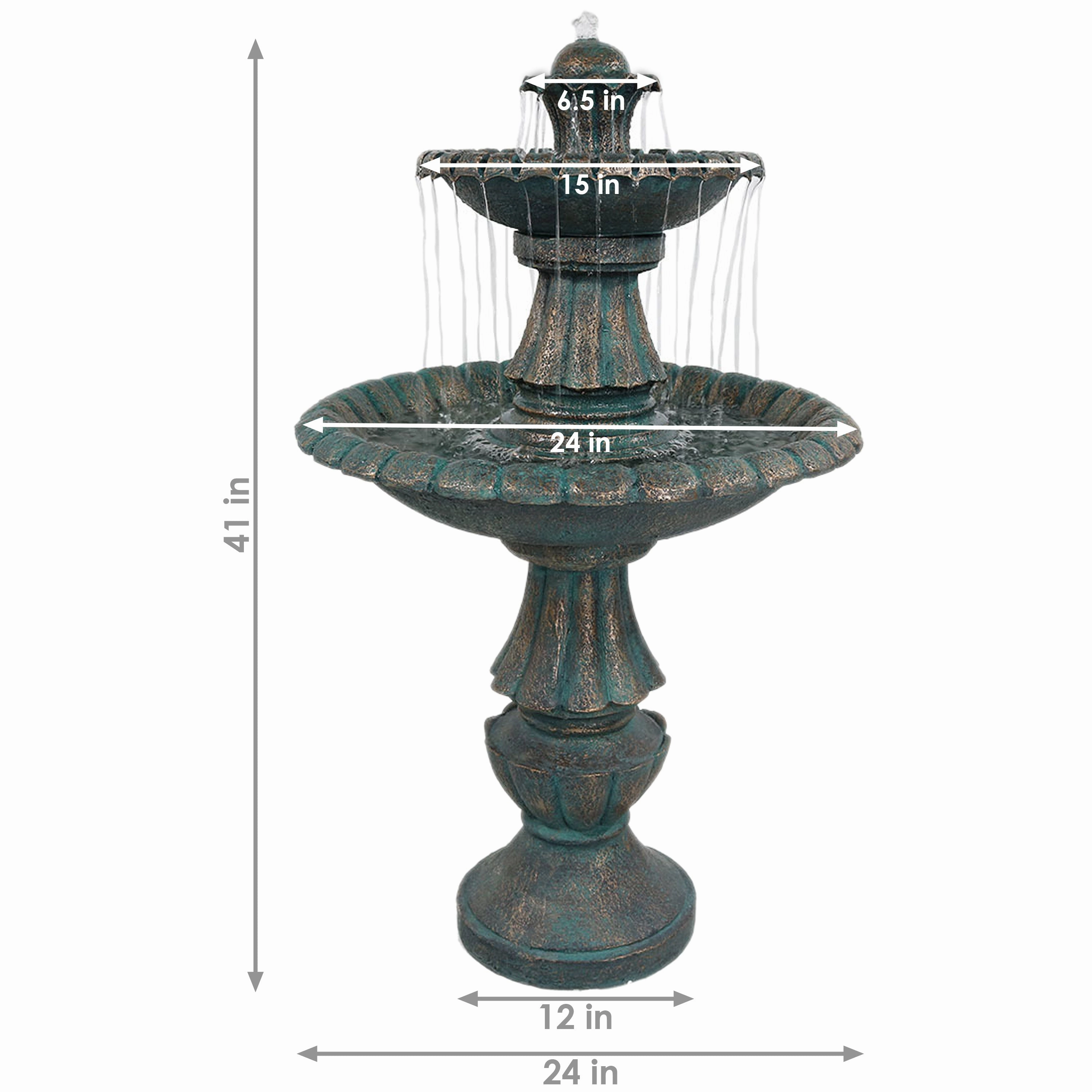 Sunnydaze Nouveau 2-Tier Outdoor Water Fountain  - 41" H - Green