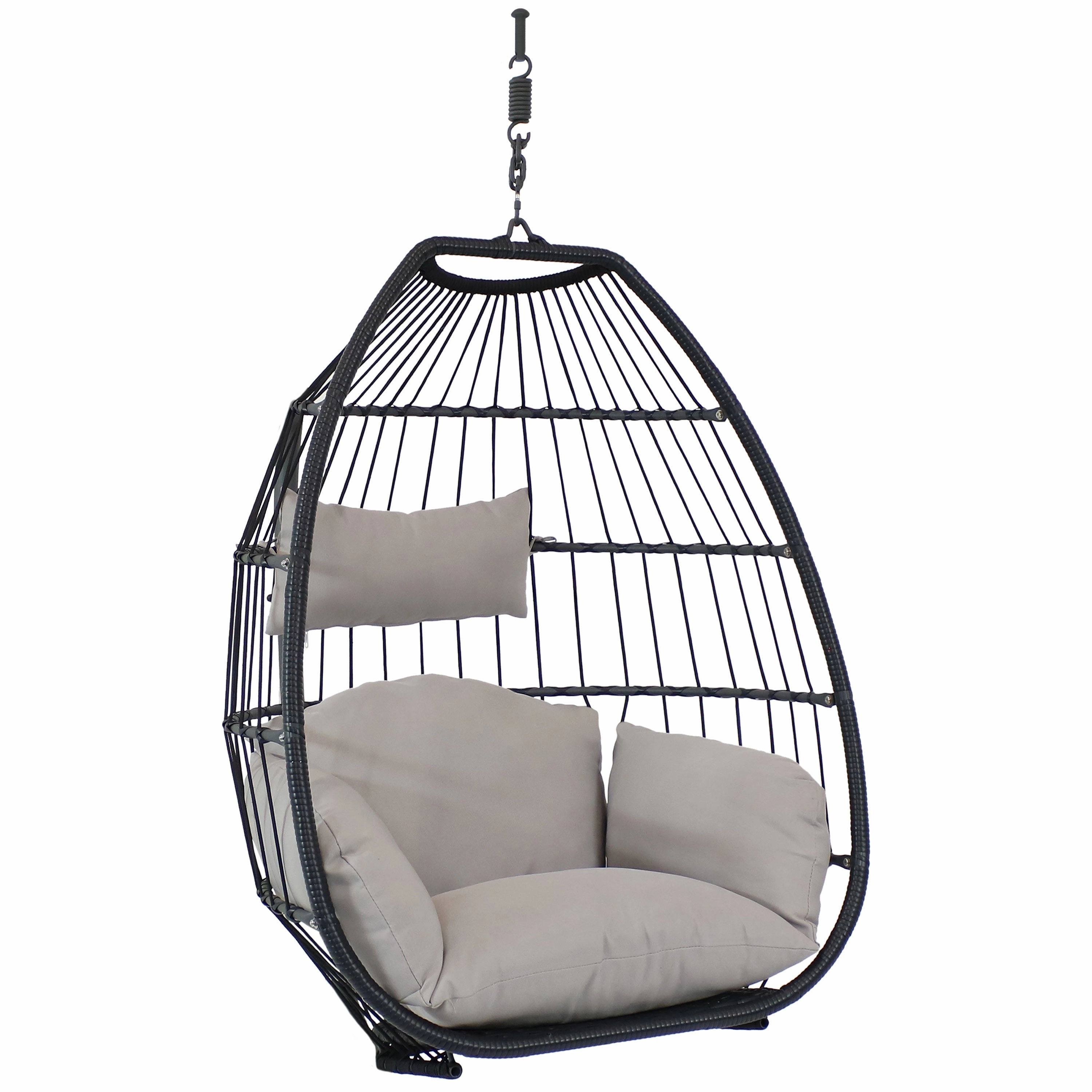 Sunnydaze Oliver Hanging Egg Chair with Seat Cushions - 48"outdoor patio furniture set