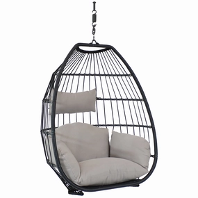 Sunnydaze Oliver Hanging Egg Chair with Seat Cushions - 48"outdoor patio furniture set