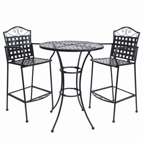 Sunnydaze Outdoor Black Scrolling Wrought Iron Bar Chair and Table Setoutdoor patio furniture set