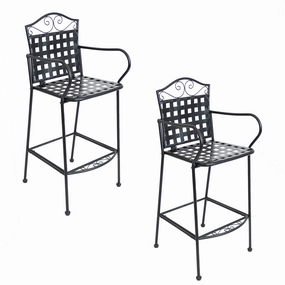 Sunnydaze Outdoor Black Wrought Iron Scrolling Bar Chairs - Set of 2outdoor patio furniture set