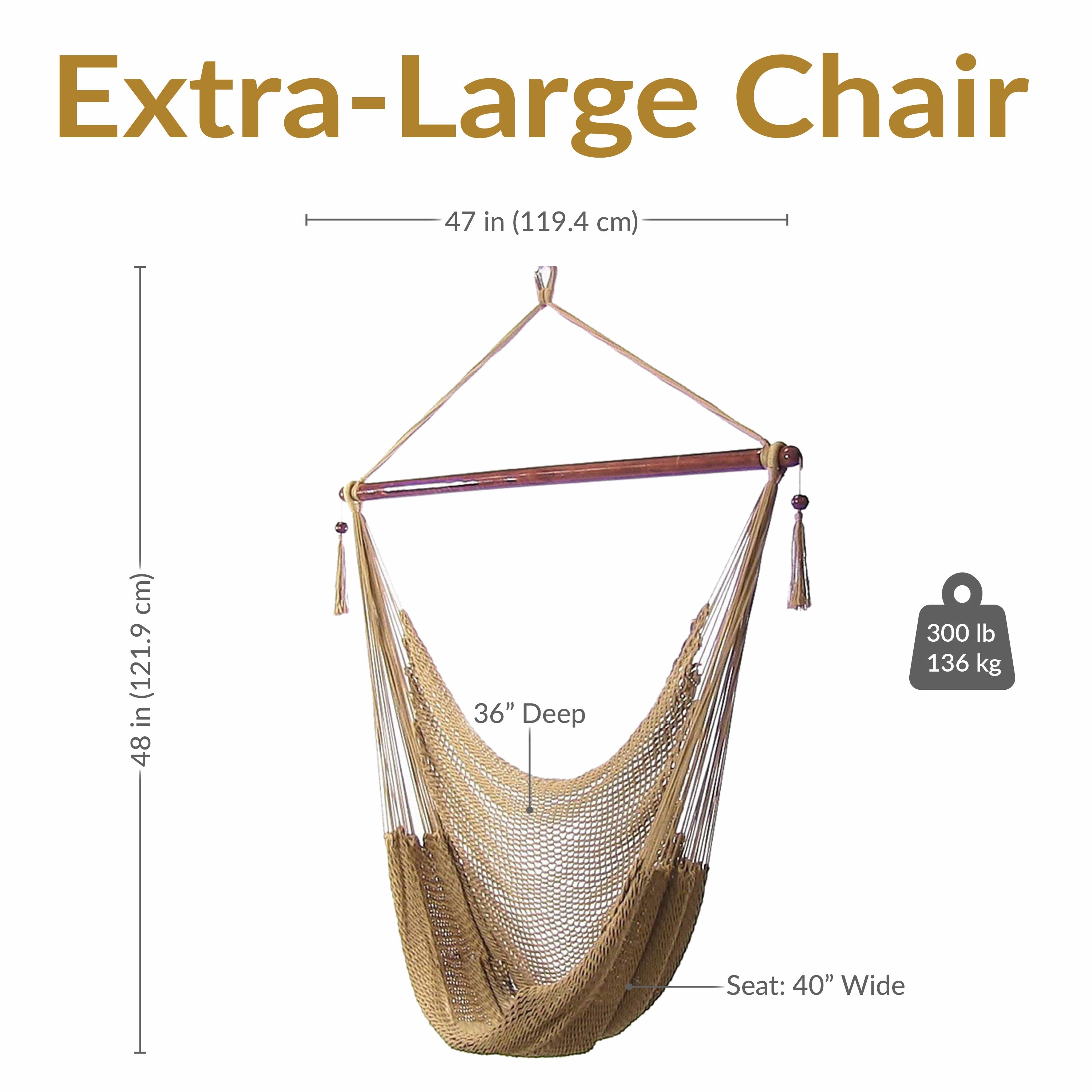 Sunnydaze Outdoor Extra Large Caribbean Polyester Rope Hammock Chair