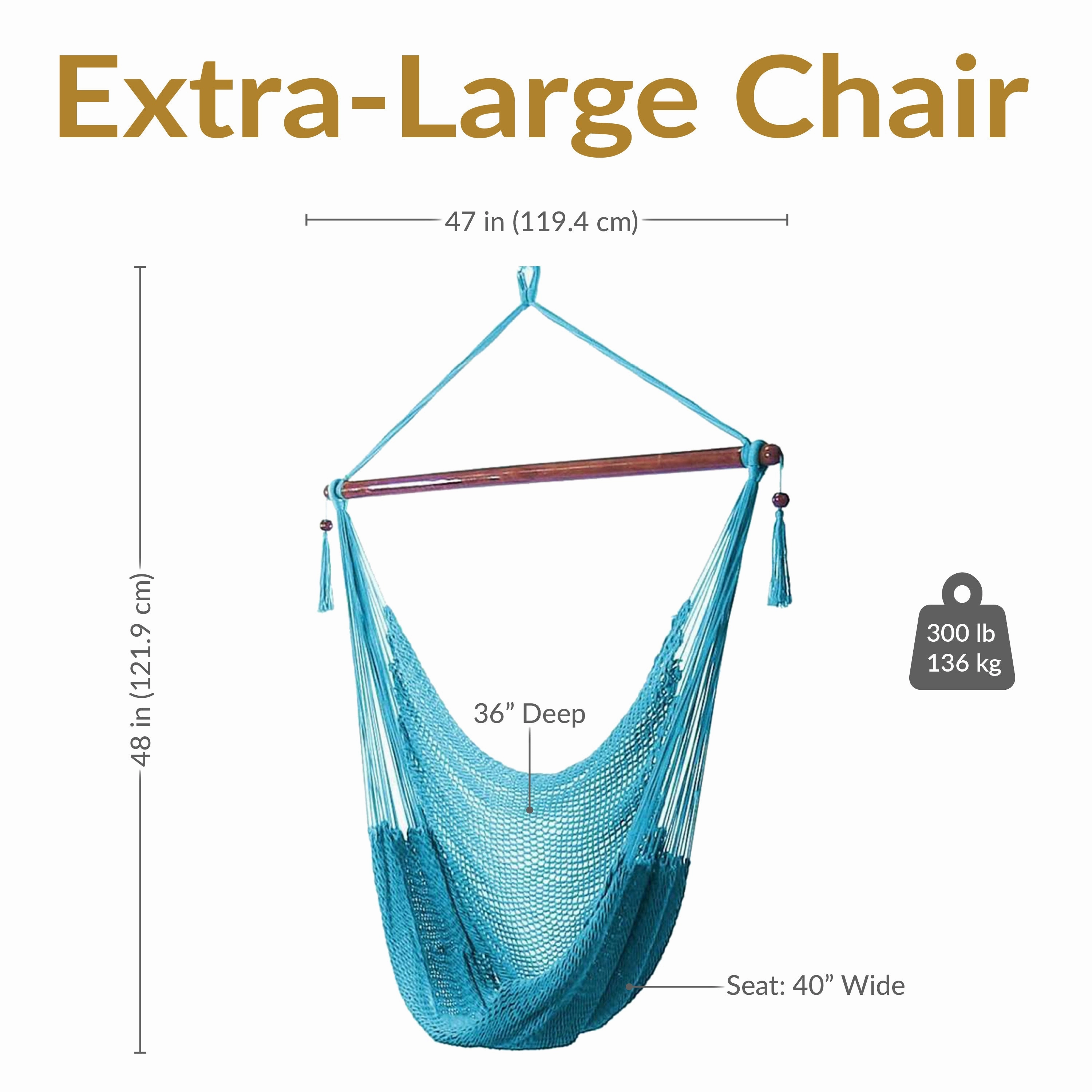 Sunnydaze Outdoor Extra Large Caribbean Polyester Rope Hammock Chair