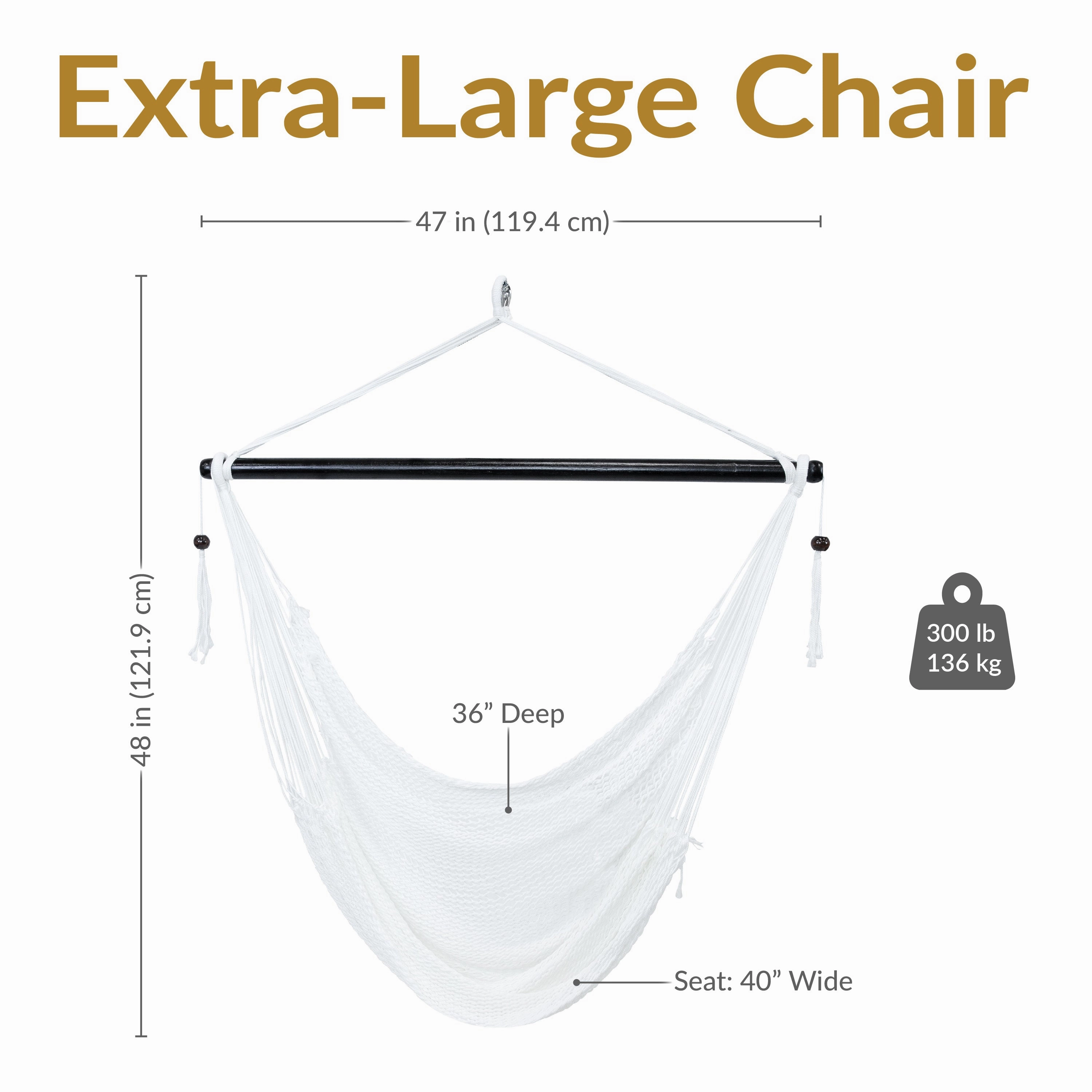 Sunnydaze Outdoor Extra Large Caribbean Polyester Rope Hammock Chair