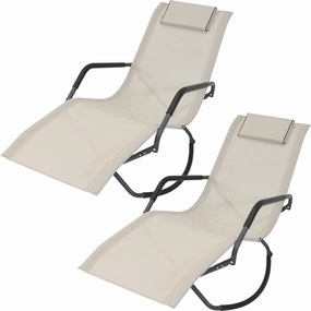 Sunnydaze Outdoor Folding Rocking Chaise Lounge Chair with Pillowoutdoor patio furniture set