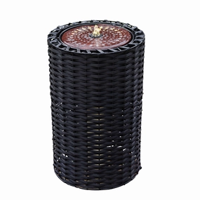 Sunnydaze Plastic Wicker Cylinder Fountain with LED Lights - 20.5"outdoor garden water fountain