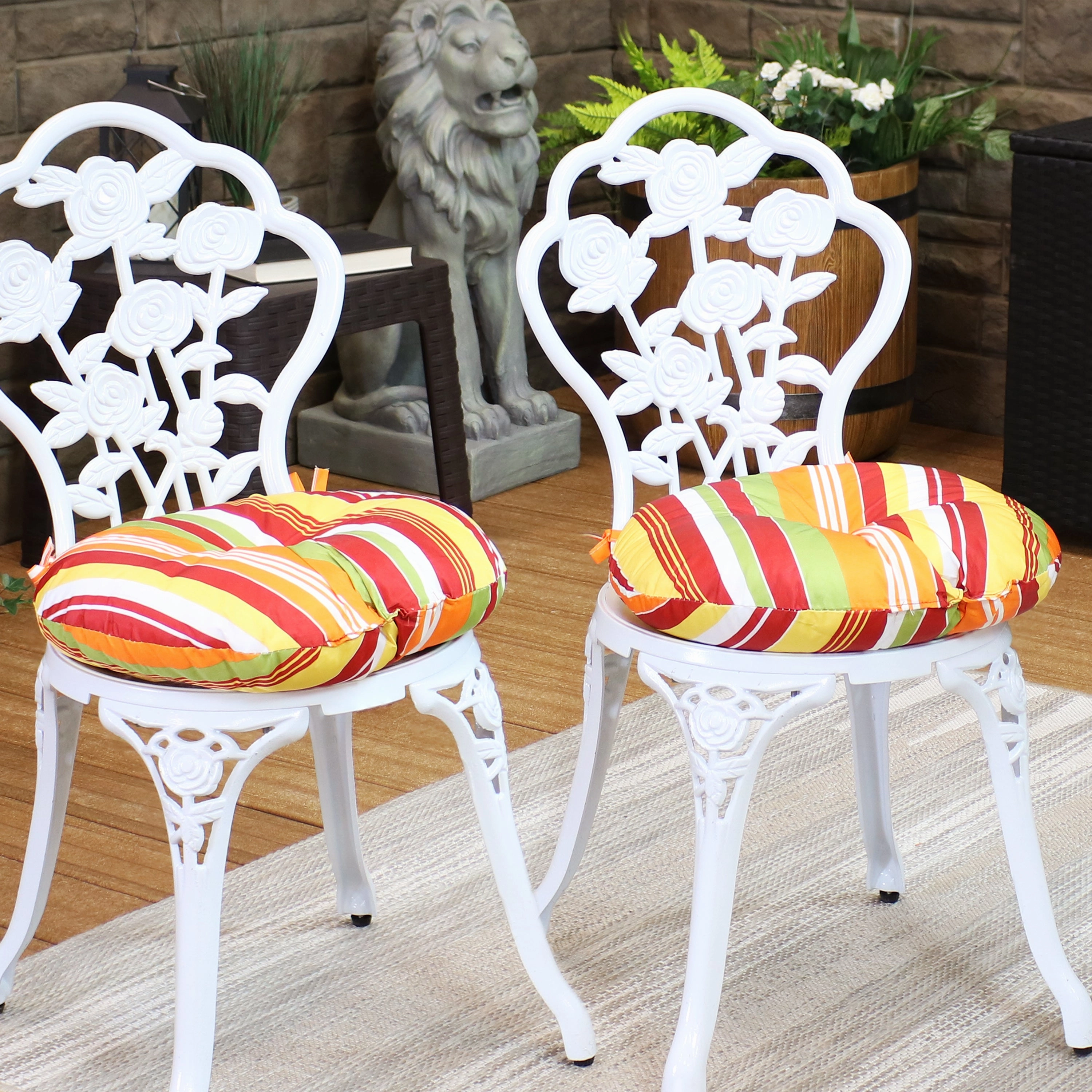 Sunnydaze Polyester Round Bistro Chair Cushions - Set of 2