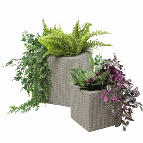 Sunnydaze Polyrattan Square Indoor Planters - 1 Large/1 Small Planter decorative outdoor planter box designs