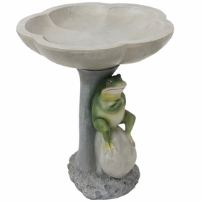Sunnydaze Polyresin Brooding Frog on Stone Outdoor Garden Bird Bathoutdoor garden decorative ornaments