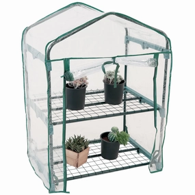 Sunnydaze Portable 2-Tier Mini Greenhouse for Outdoors - Clear decorative outdoor planter box designs