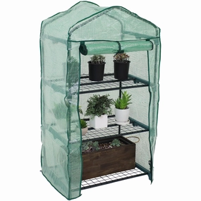 Sunnydaze Portable 3-Tier Mini Greenhouse for Outdoors - Green decorative outdoor planter box designs