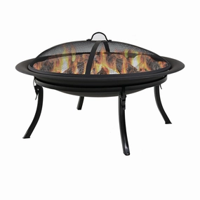Sunnydaze Portable Fire Pit Bowl with Case and Spark Screen - 29"portable outdoor fire pit with lid