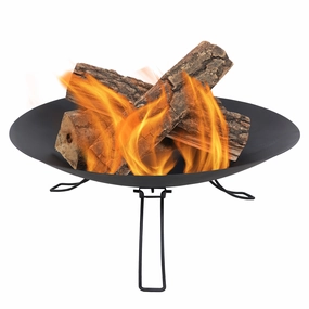 Sunnydaze Portable Folding Fire Pit - Classic Ebony 3-Legged Fire Bowl - 24"portable outdoor fire pit with lid