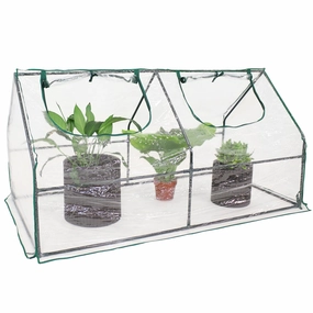 Sunnydaze Portable Mini Cloche Greenhouse with Zipper Doors - Clear decorative outdoor planter box designs