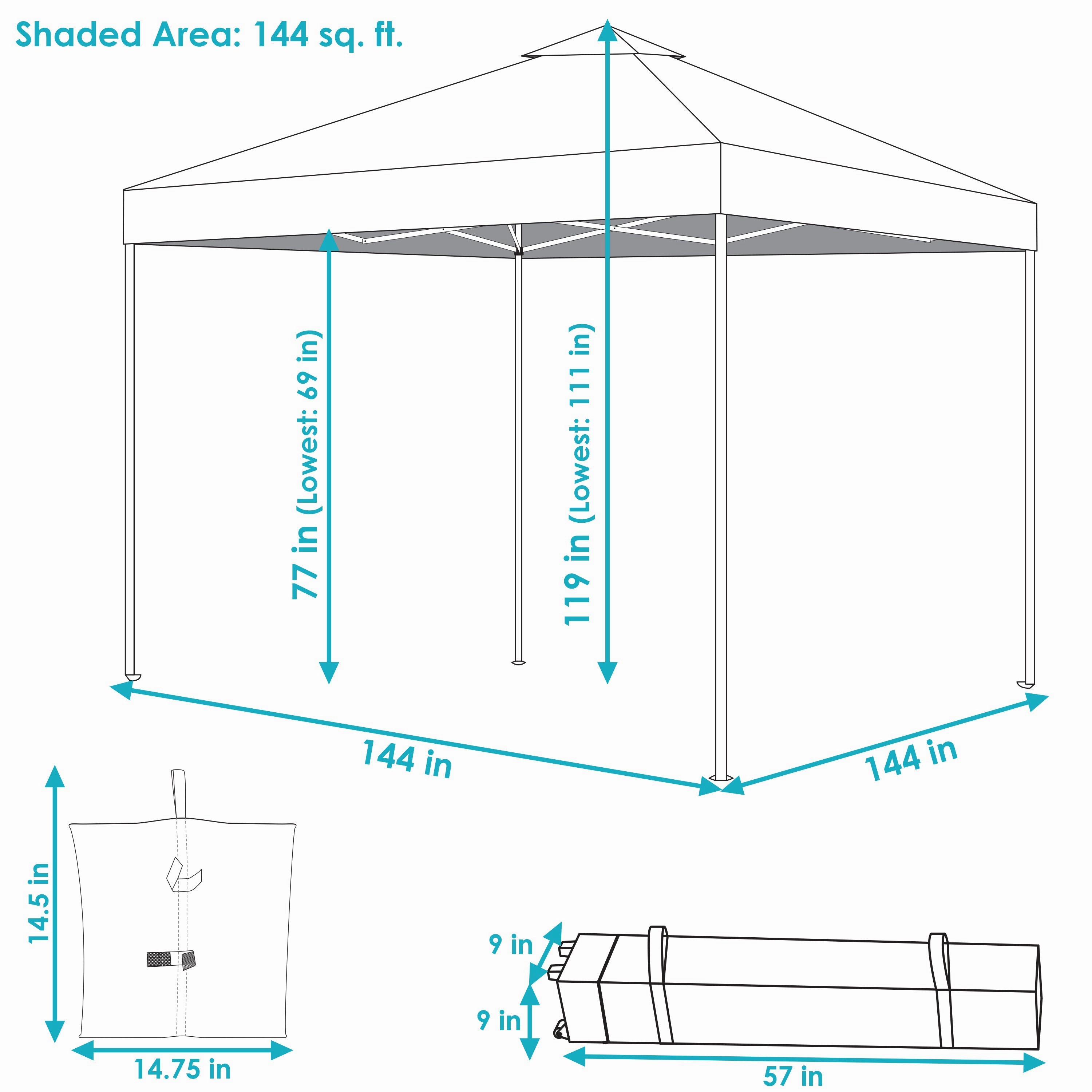 Sunnydaze Premium Pop-Up Canopy with Rolling Carry Bag and Sandbags