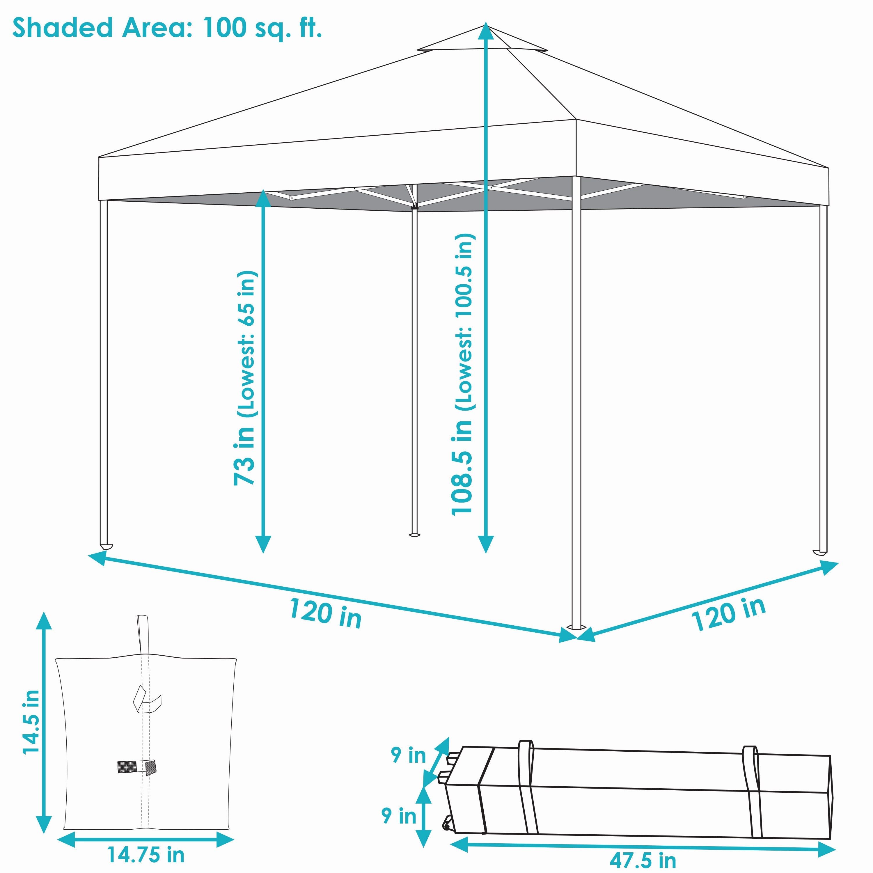 Sunnydaze Premium Pop-Up Canopy with Rolling Carry Bag and Sandbags