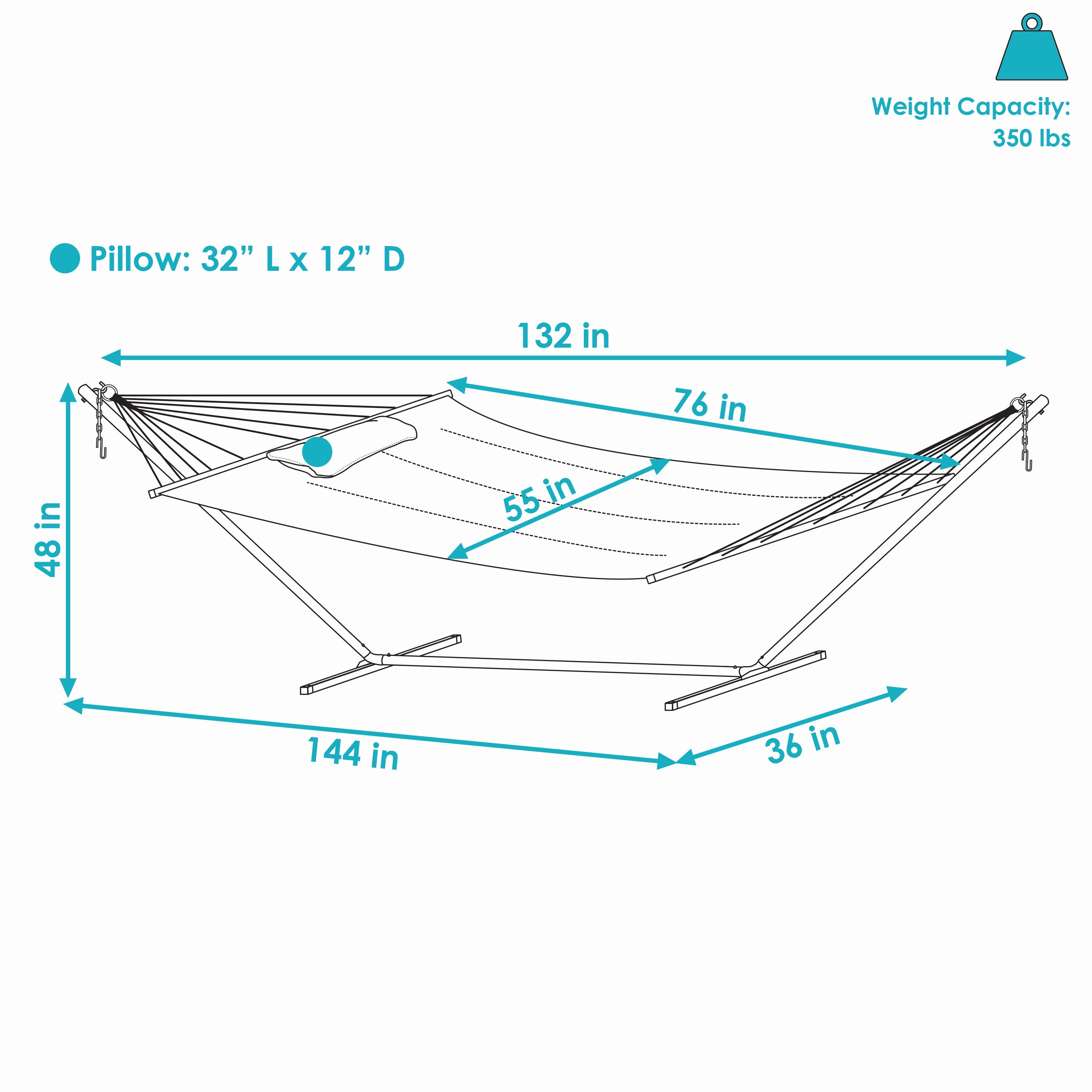Sunnydaze Quilted Fabric 2-Person Hammock with Pillow and Stand