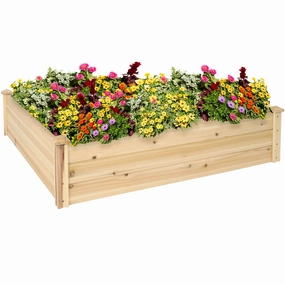 Sunnydaze Rectangular Wood Raised Garden Bed - 24" x 48.25" decorative outdoor planter box designs