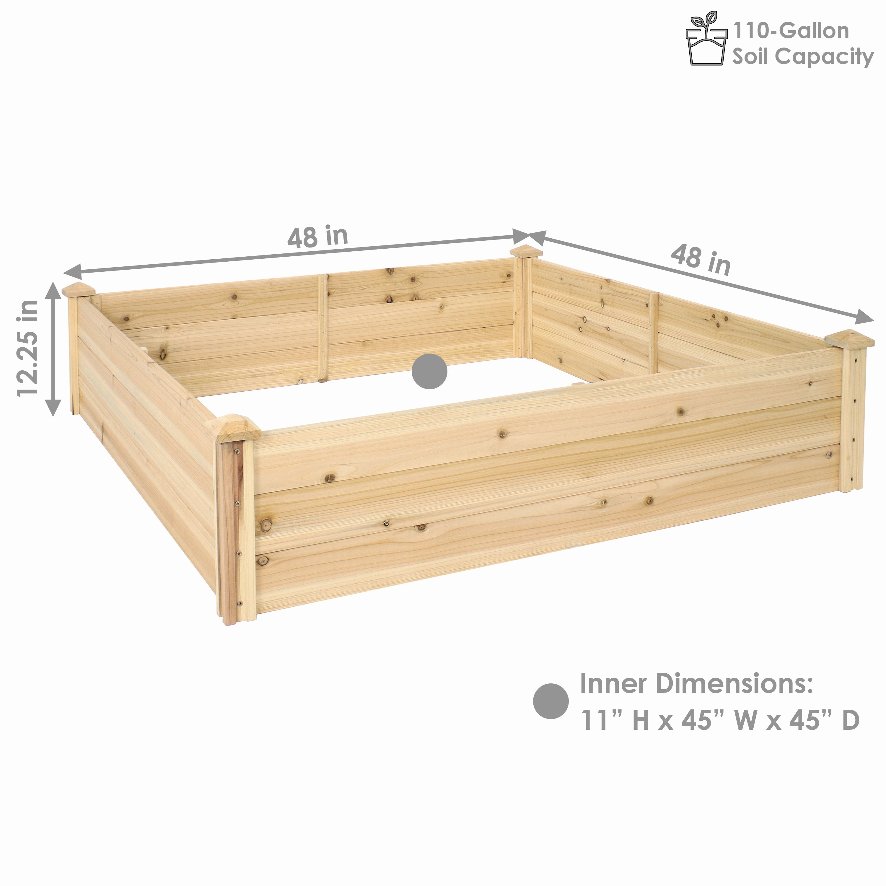 Sunnydaze Rectangular Wood Raised Garden Bed - 24" x 48.25"