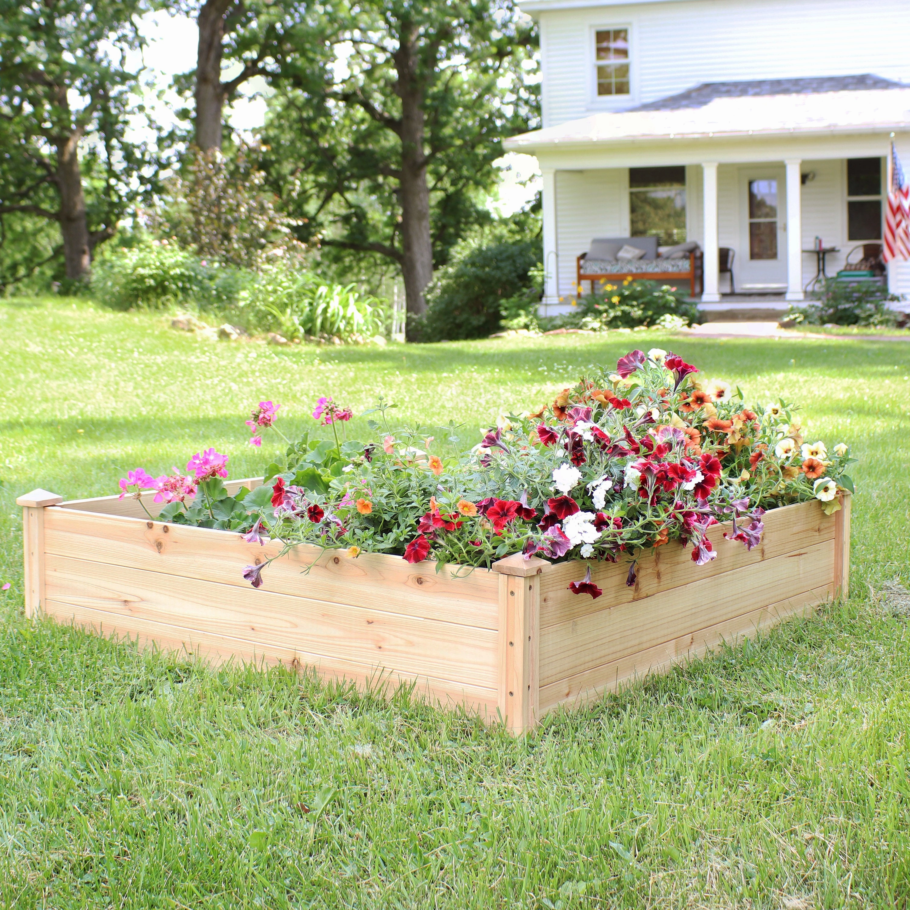 Sunnydaze Rectangular Wood Raised Garden Bed - 24" x 48.25"