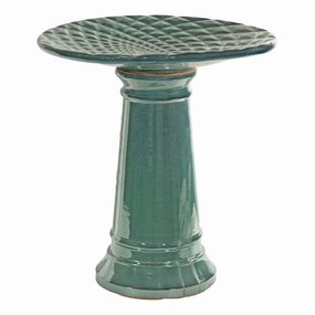 Sunnydaze Rennes Turquoise Outdoor Ceramic Bird Bath - 22.5" Houtdoor garden decorative ornaments