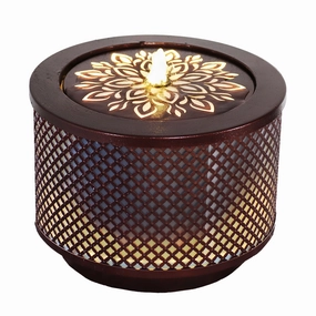 Sunnydaze Repeating Diamond Cylinder Iron Outdoor Water Fountain - 11.75"outdoor garden water fountain