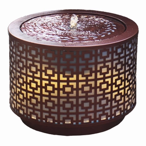 Sunnydaze Repeating Squares Cylinder Iron Outdoor Water Fountain - 14.25"outdoor garden water fountain