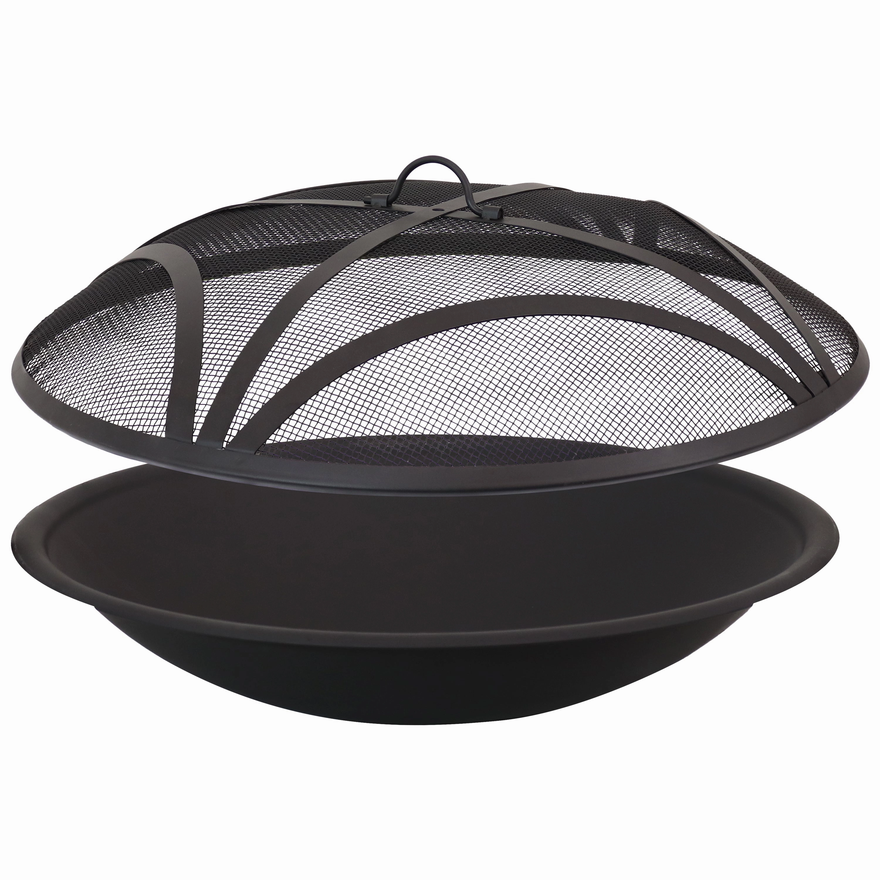 Sunnydaze Replacement Steel Fire Pit Bowl with Spark Screenportable outdoor fire pit with lid