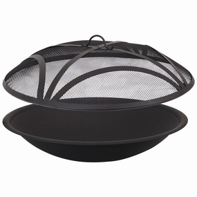 Sunnydaze Replacement Steel Fire Pit Bowl with Spark Screenportable outdoor fire pit with lid