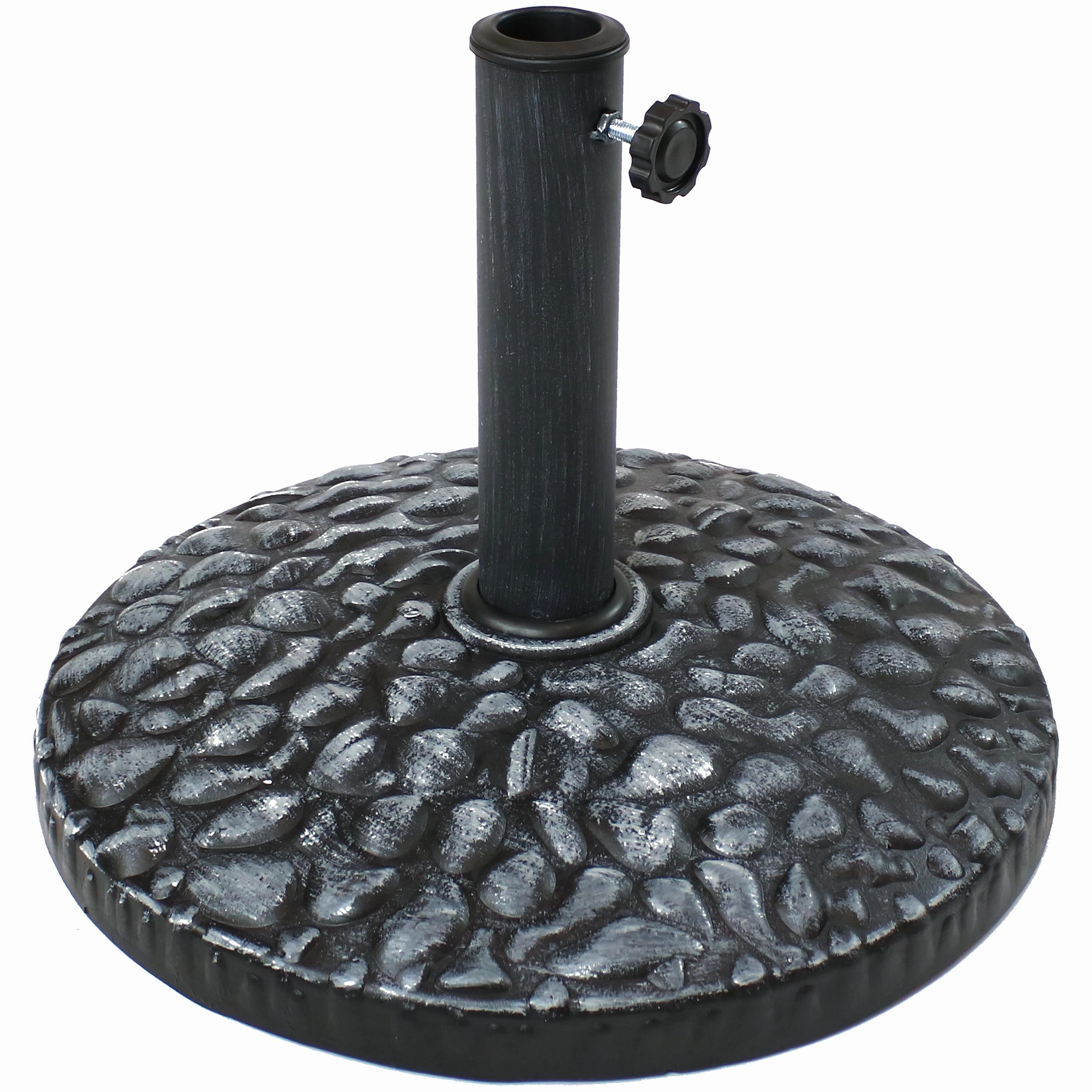Sunnydaze Resin Patio Umbrella Base with Pebble Texture - 18" Diameteradjustable height outdoor parasol
