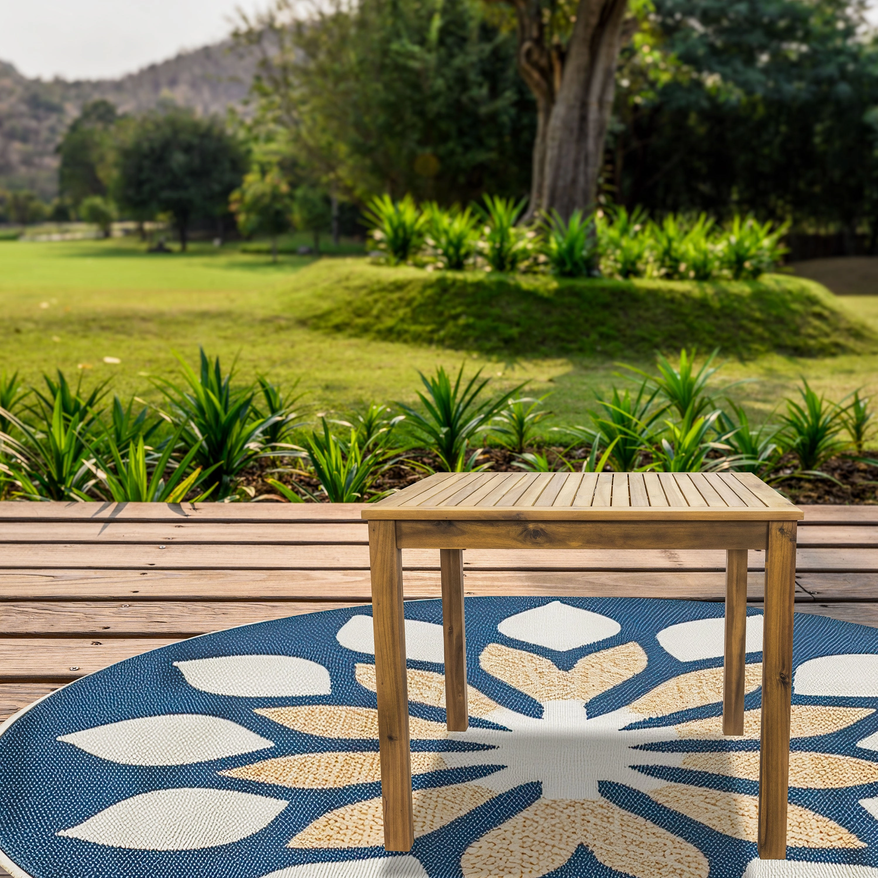 Sunnydaze Rodanthe 33.75" Acacia Wood Outdoor Dining Table - Square Patio Table