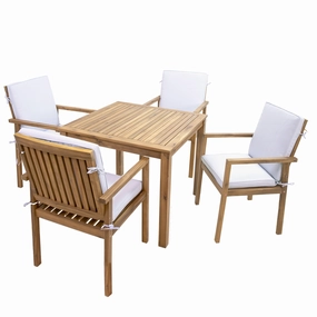 Sunnydaze Rodanthe 5-Piece Outdoor Dining Table Set with Chairs and Cushionsoutdoor patio furniture set