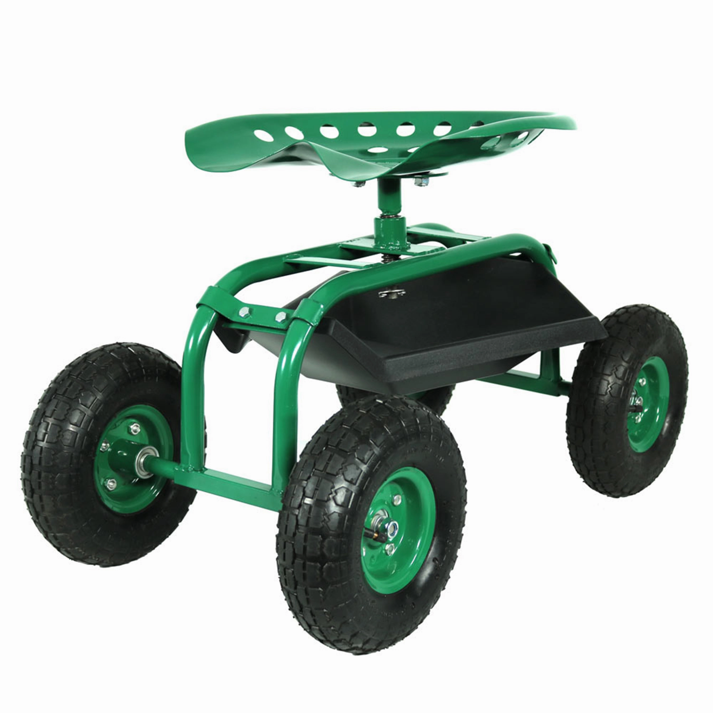 Sunnydaze Rolling Garden Cart with 360-Degree Swivel Seat and Tray decorative outdoor planter box designs