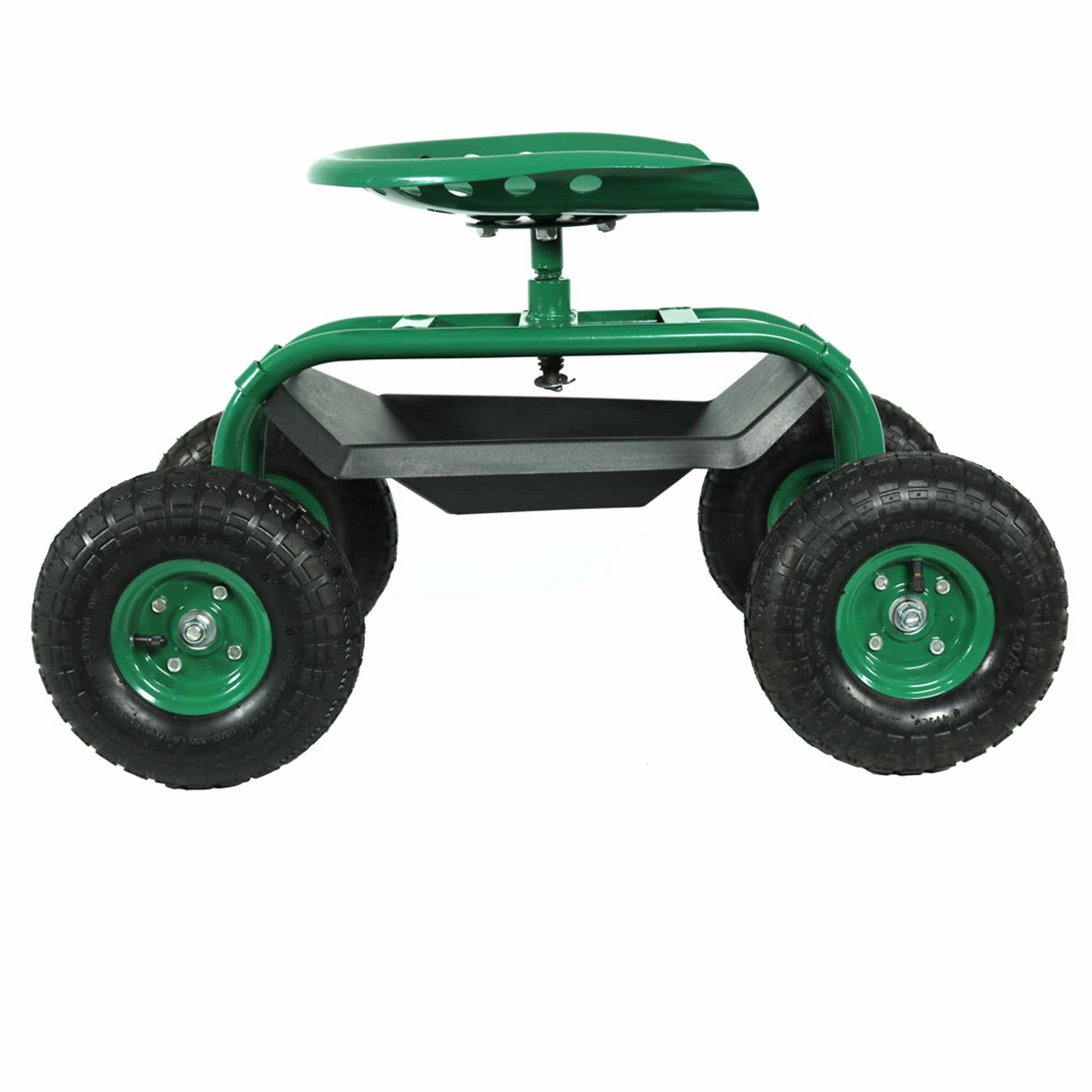 Sunnydaze Rolling Garden Cart with 360-Degree Swivel Seat and Tray