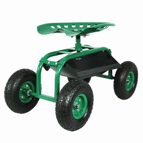 Sunnydaze Rolling Garden Cart with 360-Degree Swivel Seat and Tray decorative outdoor planter box designs