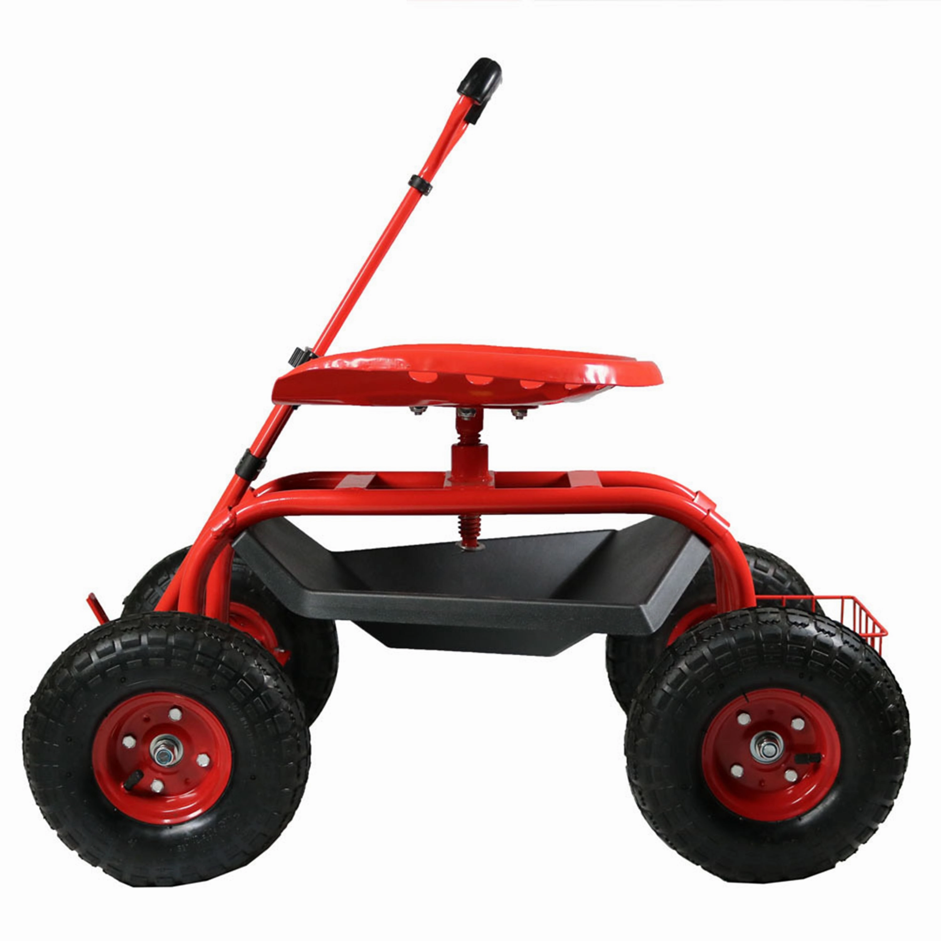 Sunnydaze Rolling Garden Cart with Steering Handle and Swivel Seat decorative outdoor planter box designs