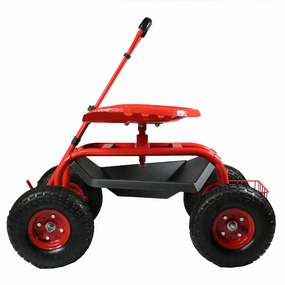 Sunnydaze Rolling Garden Cart with Steering Handle and Swivel Seat decorative outdoor planter box designs