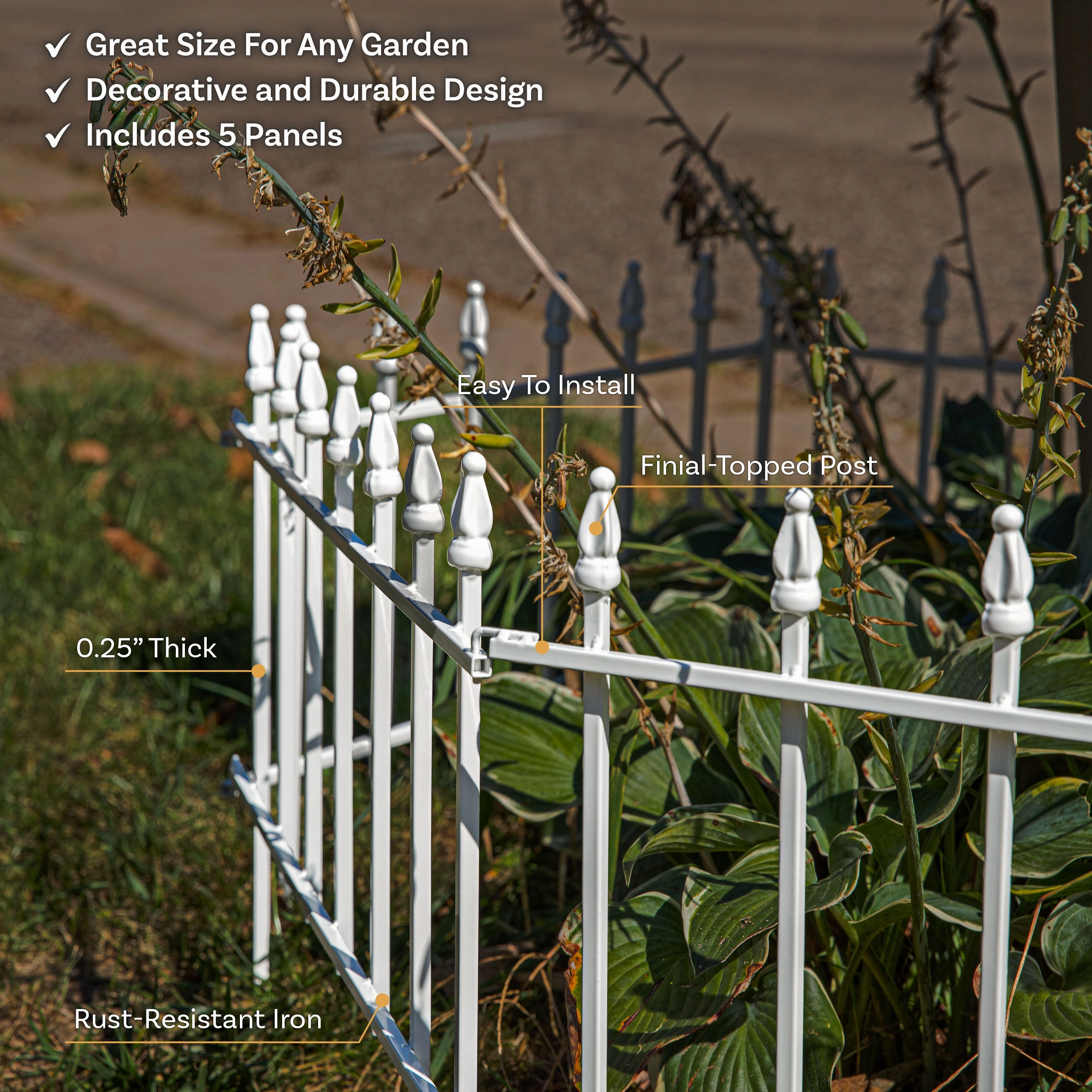 Sunnydaze Roman Garden Border Fence Set